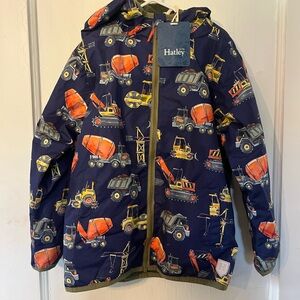 Hatley Kids Construction Vehicle Raincoat - Navy and Orange